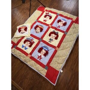 Vtg NWT The Classic Raggedy Ann And Andy Crib Blanket And Pillow Reversible